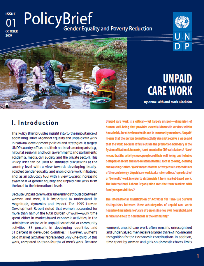 Unpaid care UNDP